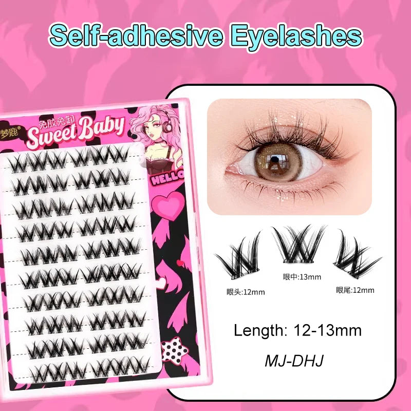 LuxuryGlow Self-Adhesive Eyelash Clusters – No-Glue, Reusable, Natural Look Lashes