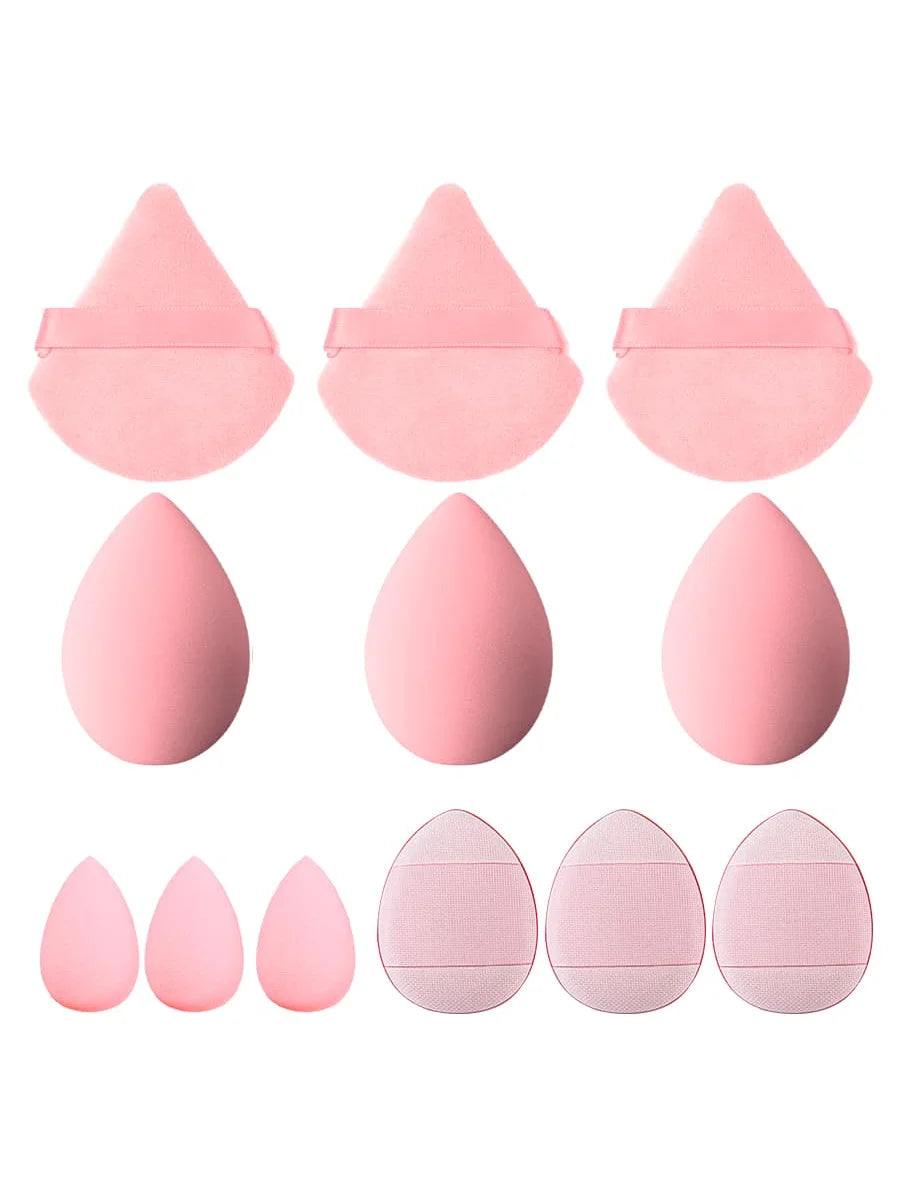 LuxuryGlow 12Pcs Triangle Makeup Puffs Set – Soft, Reusable Blending Sponges for Face & Eyes