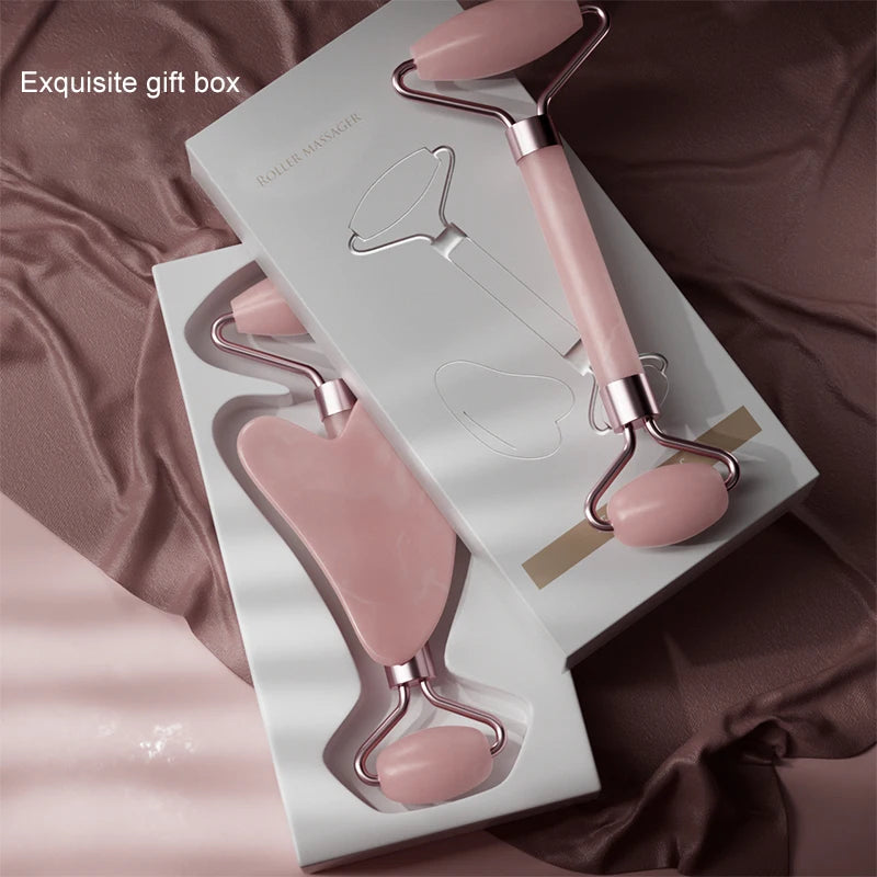 Rodillo masajeador facial de resina 3 en 1 LuxuryGlow: para rostro, cuello y ojos