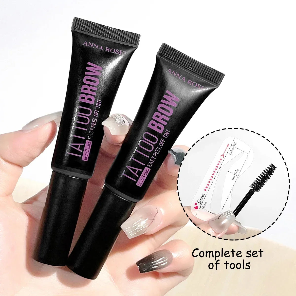 Gel de cejas LuxuryGlow resistente al agua, despegable y con plantillas: a prueba de manchas, duración de 3 días
