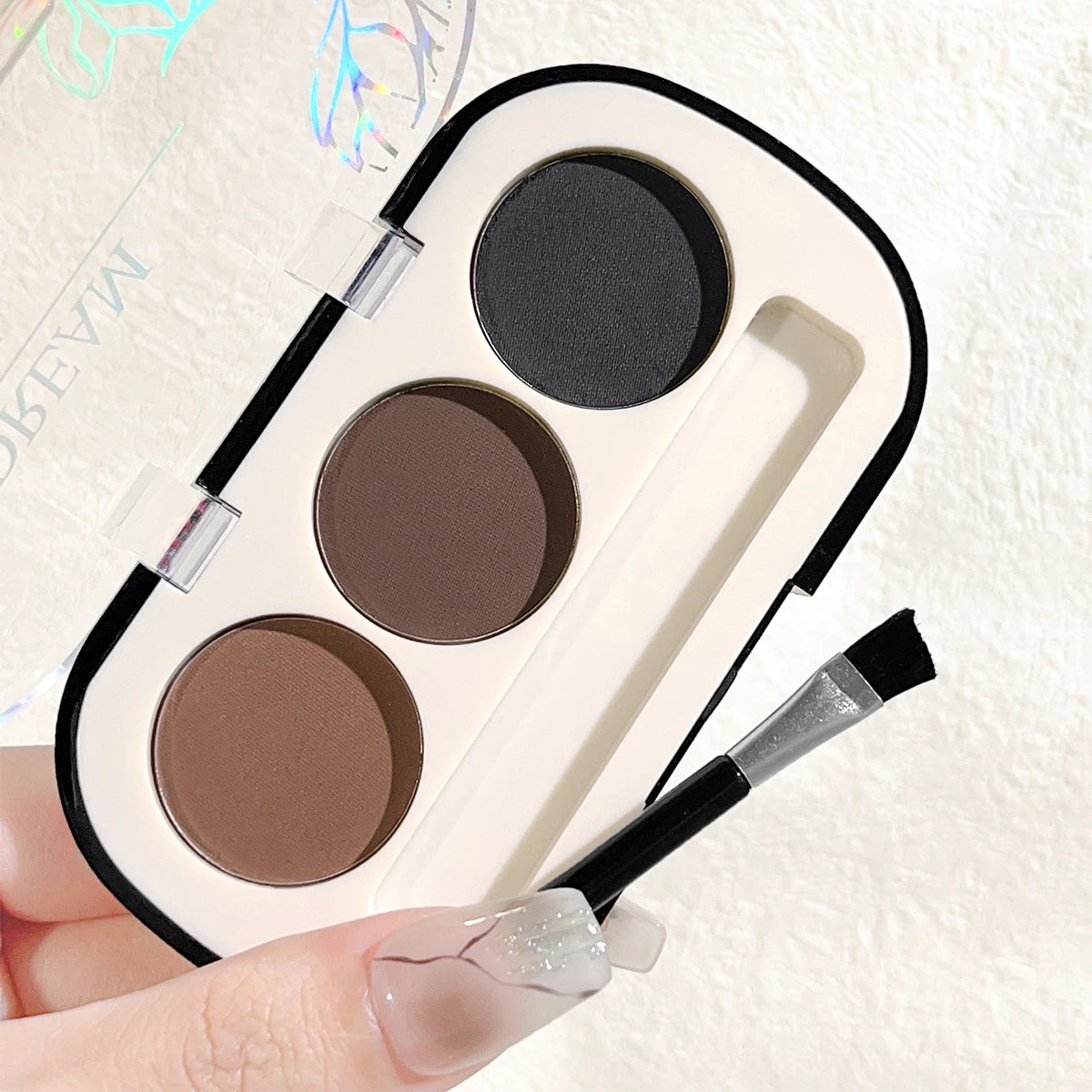 LuxuryGlow&nbsp; 3-Color Eyebrow Powder Palette with Brush – Long Lasting, Natural Finish