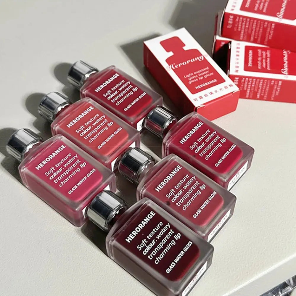 Brillo labial HERORANGE Glass Water | Hidratante, voluminizador y de larga duración
