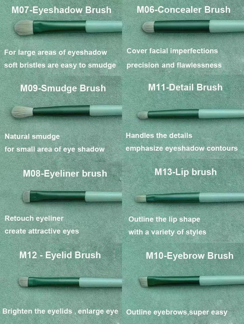 LuxuryGlow - Juego de 13 brochas de maquillaje profesionales: brochas de nailon suaves para base, sombra de ojos y rubor, con estuche de viaje