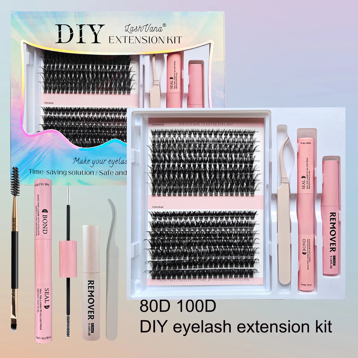 مجموعة وصلات الرموش من CNDK DIY - رموش بأطوال مختلفة مع أداة ربط وختم وأداة تطبيق