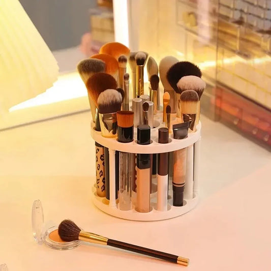 LuxuryGlow Acrylic Makeup Brush & Cosmetic Storage Rack – Lipstick Holder & Organizer for Vanity Table (28×23cm)