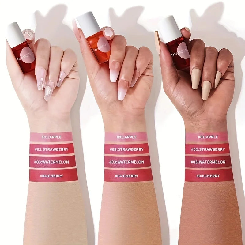 Brillo labial hidratante a prueba de agua con tinte afrutado Fafamoon: 4 colores, resistente al agua