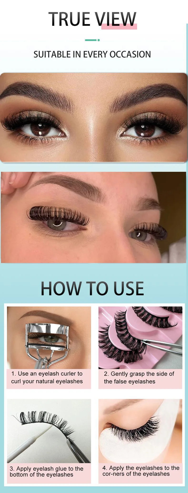 EOEKKY Hot Selling 10 Pairs Russian Volume Wispy Eyelashes – Mixed Styles, Natural Look