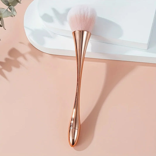 Brocha de maquillaje WRDEW Rose Gold Fan: suave para rubor, iluminador y polvos