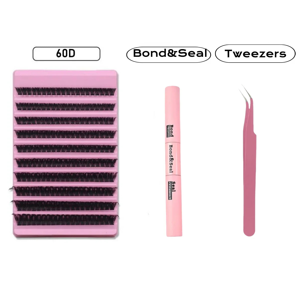 مجموعة تمديد الرموش JPNPL MJ DIY - 200 قطعة من الرموش العنقودية مع غراء الترابط والختم