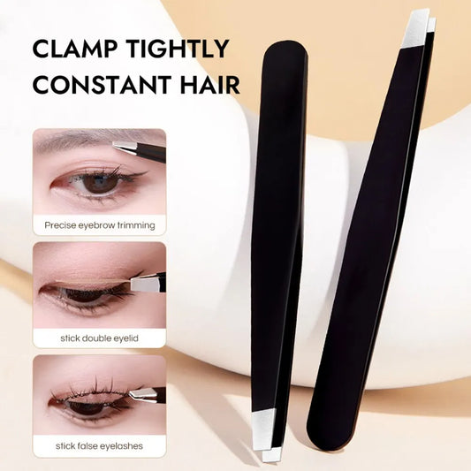 GECOMO Stainless Steel Eyebrow Tweezer – Slant & Flat Tip for Precision