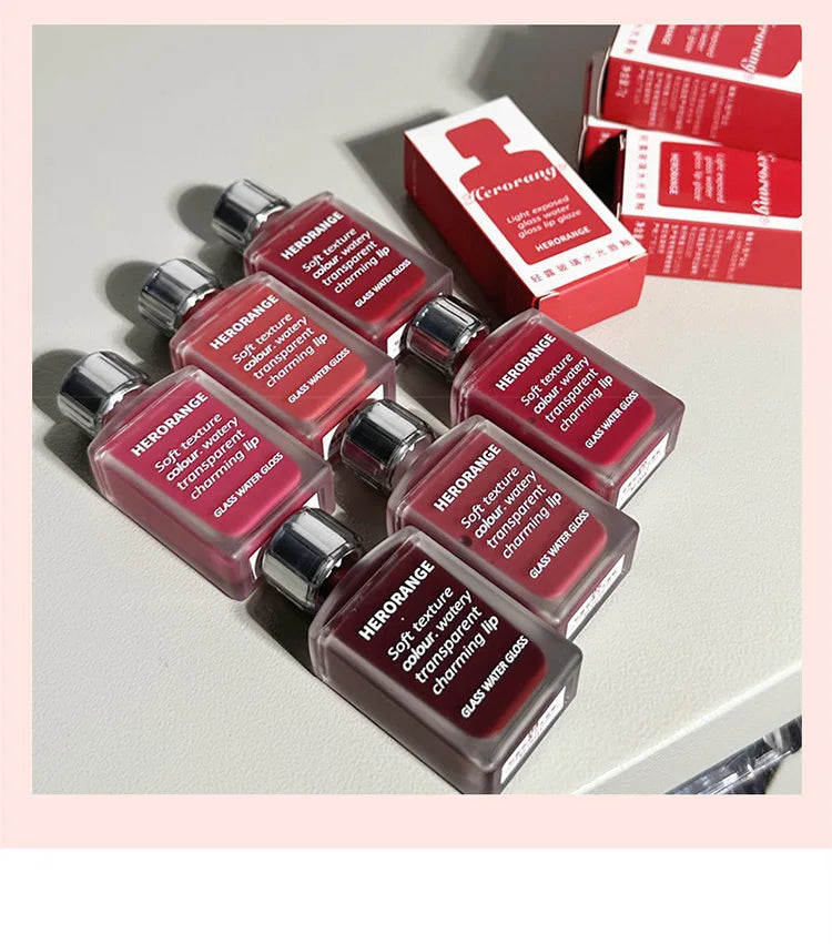 Brillo labial HERORANGE Glass Water | Hidratante, voluminizador y de larga duración