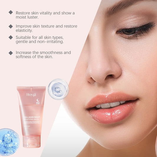 Hoygi Hydrolyzed Collagen Overnight Peel-Off Mask – Deep Hydration & Firming Night Cream for Skin Elasticity (75g)