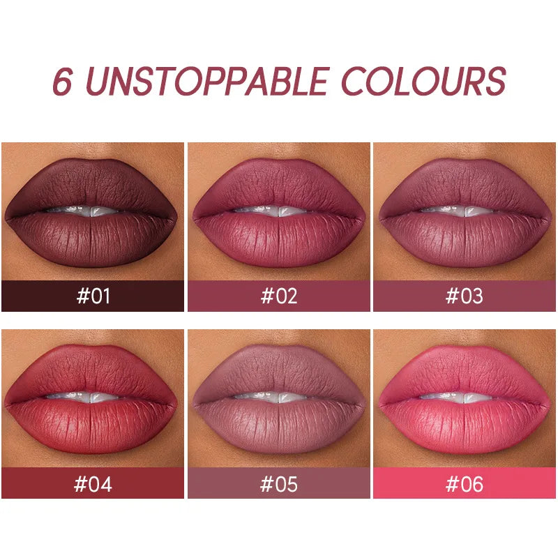 Set de delineador y lápiz labial USHAS de 12 colores: combinación mate de larga duración