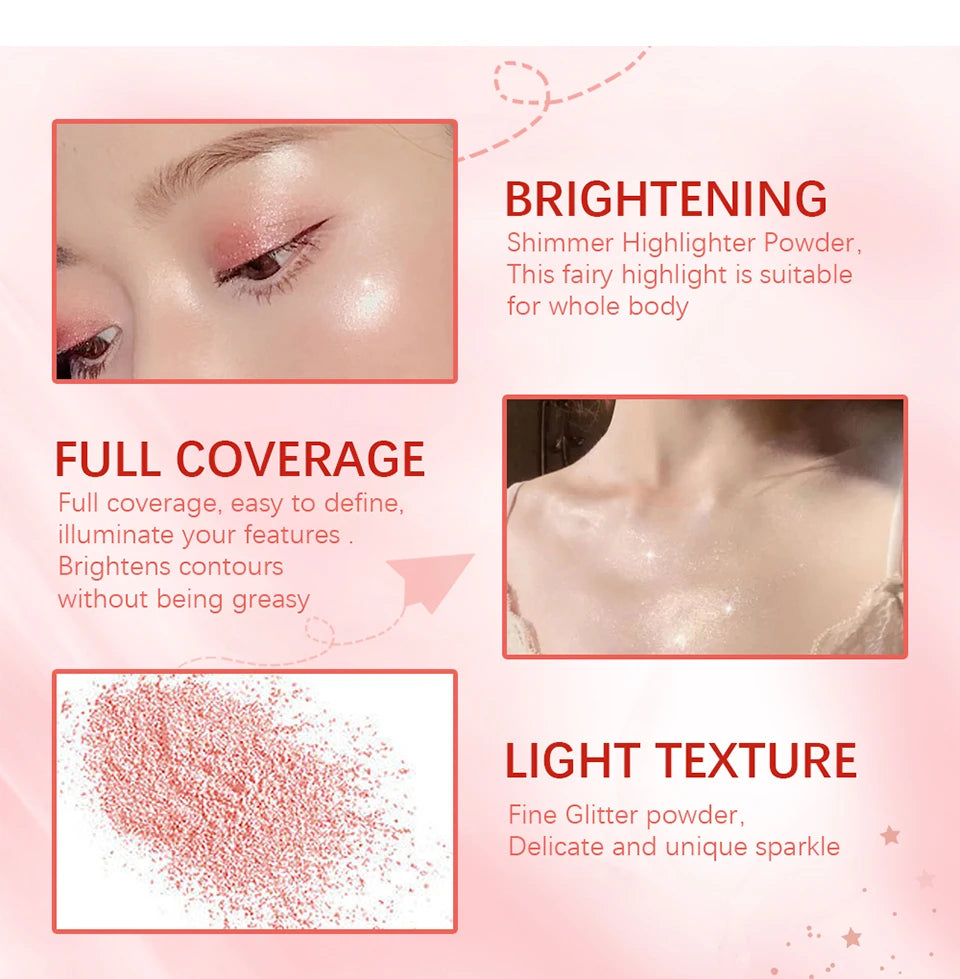 بودرة هايلايتر لاكيرين فيري جلو ثلاثية الألوان - وردي، ذهبي، برونزي لامع