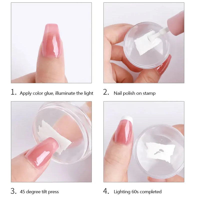 Kit de estampación de uñas de silicona transparente LuxuryGlow: estampador y raspador de diseño francés