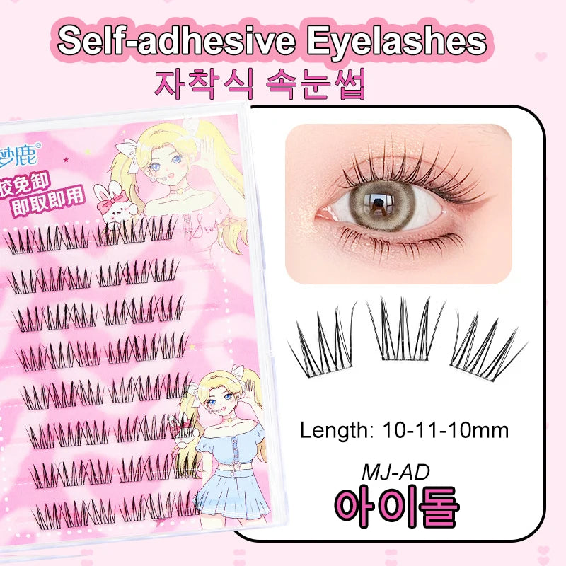 LuxuryGlow Self-Adhesive Eyelash Clusters – No-Glue, Reusable, Natural Look Lashes