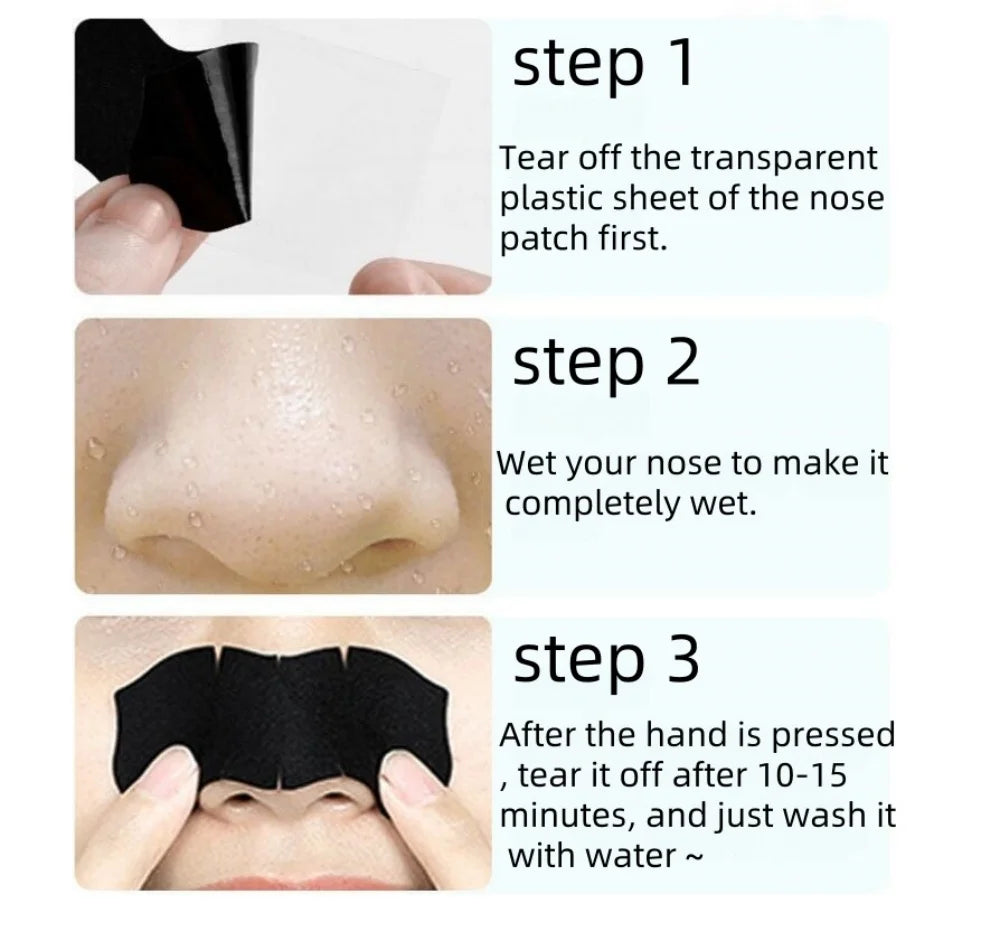 YMOLGA 10PCS Bamboo Charcoal Nose Strips – Blackhead Remover Peel-Off Mask