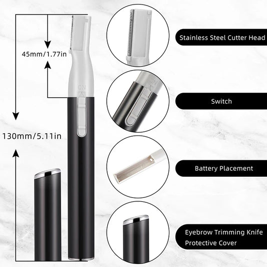 LuxuryGlow Electric Eyebrow Trimmer – Mini Facial Hair Remover for Face, Neck & Body
