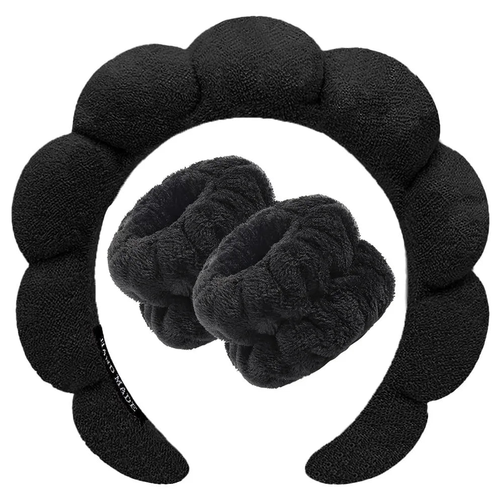 Xihui 3 PCS Face Wash Headband & Wristband Set | Soft Hairband for Makeup & Spa