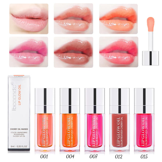 Aceite labial Crystal Jelly de ibcccndc: brillo hidratante y voluminizador con aceite de semilla de cereza (6 ml)