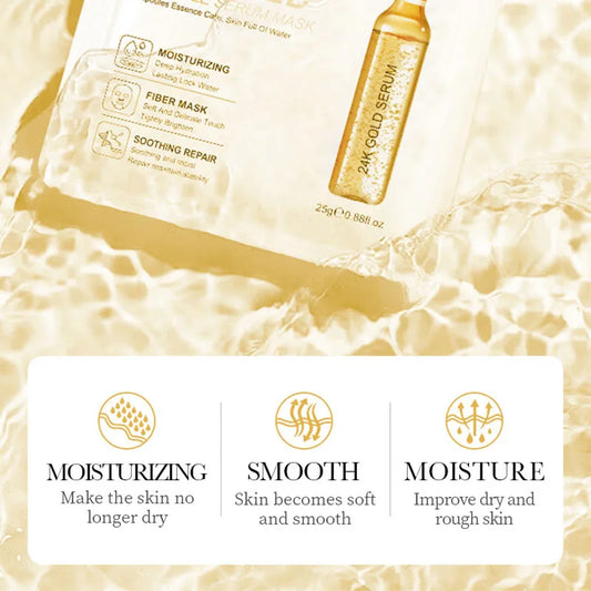 SADOER 15PCS 24K Gold Hyaluronic Acid Face Masks – Firming & Hydrating Skincare Set
