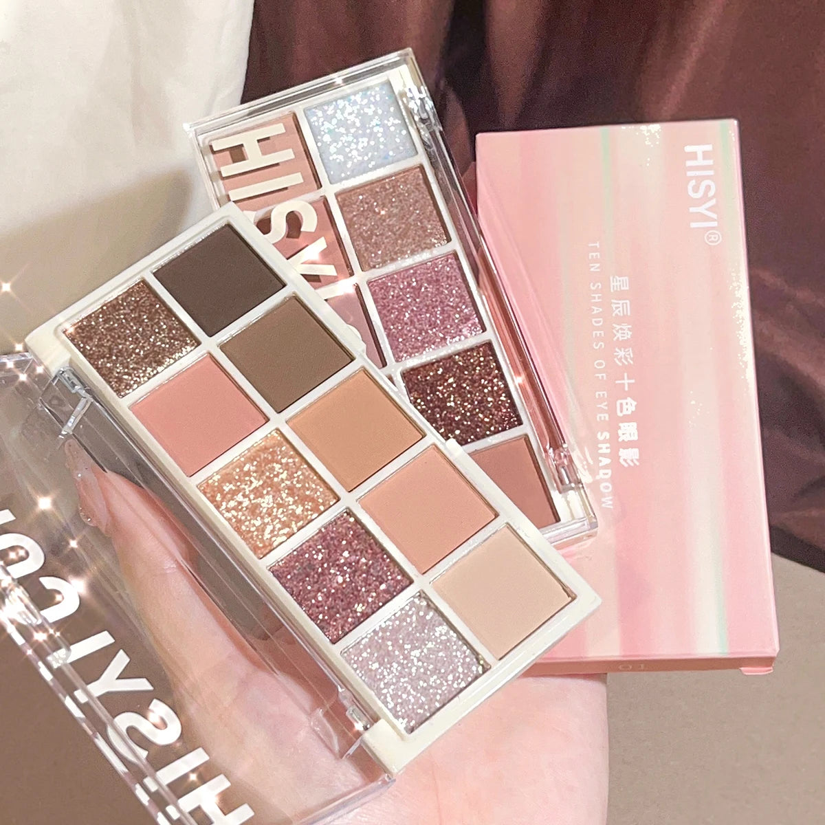 HISYI 10-Color Eyeshadow Palette – Matte, Shimmer & Glitter Waterproof Long-Lasting