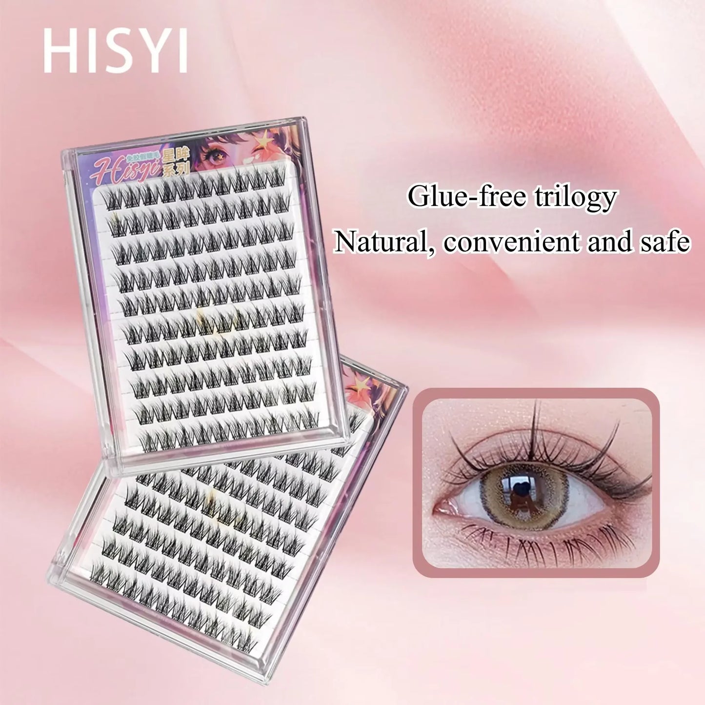 LuxuryGlow Self-Adhesive 3D Cluster Lashes – Glue-Free, Volumizing, Waterproof
