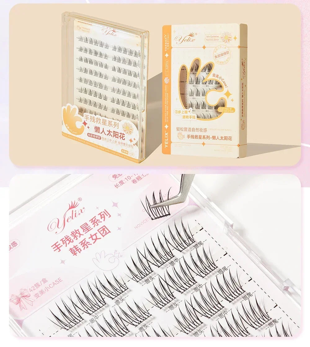 Yelix Fairy Glue-Free Reusable False Eyelashes – Easy DIY Segmented Lashes for Natural Look
