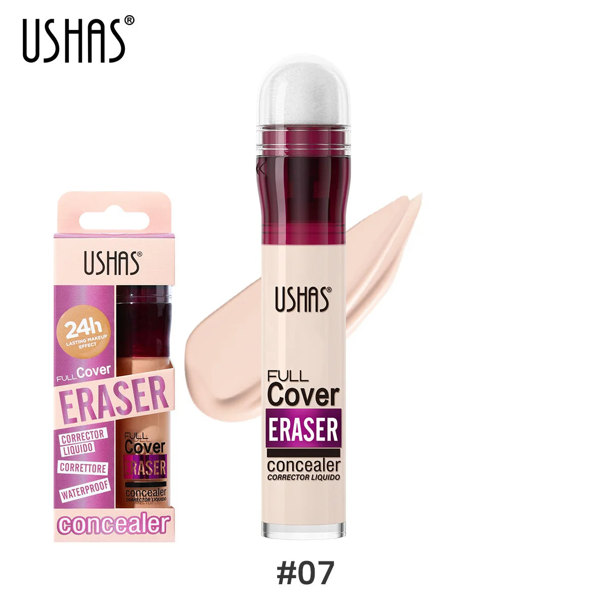 Corrector USHAS resistente al agua con punta de esponja: 12 tonos, look sin maquillaje