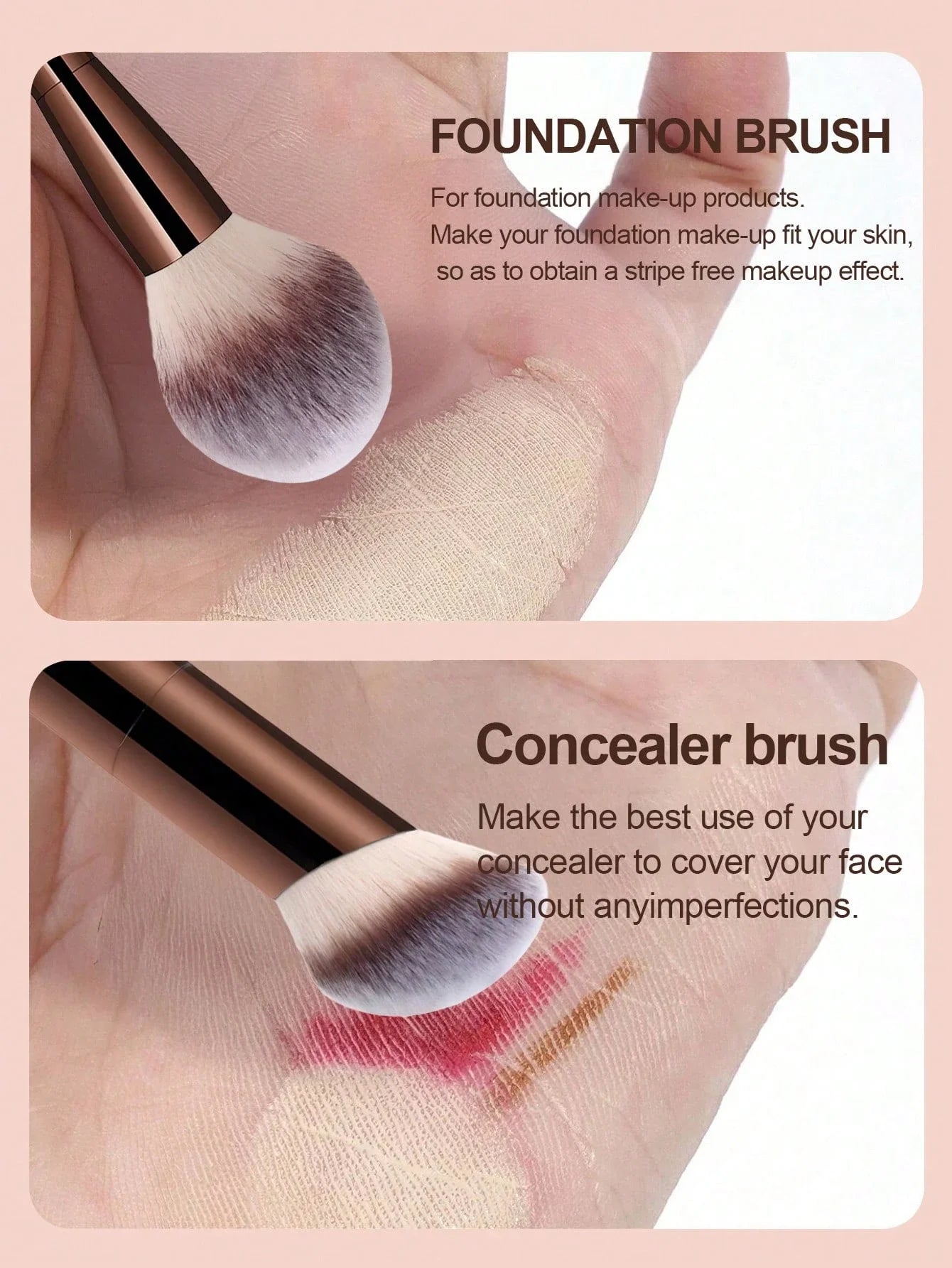 مجموعة فرش مكياج احترافية من لوكس بلند، ٧ قطع | فرش ثنائية الأطراف وفرشاة كريم أساس