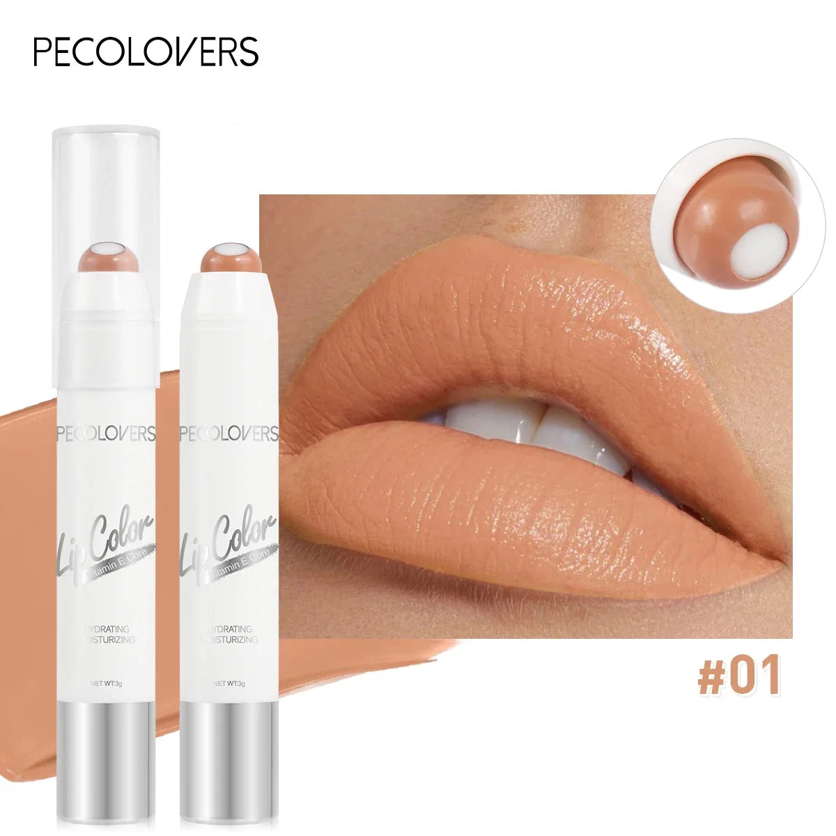 Lápiz labial mate LuxuryGlow 2 en 1 color nude y rojo: hidratante, resistente al agua y de larga duración.
