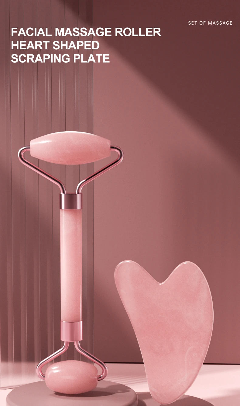Rodillo masajeador facial de resina 3 en 1 LuxuryGlow: para rostro, cuello y ojos