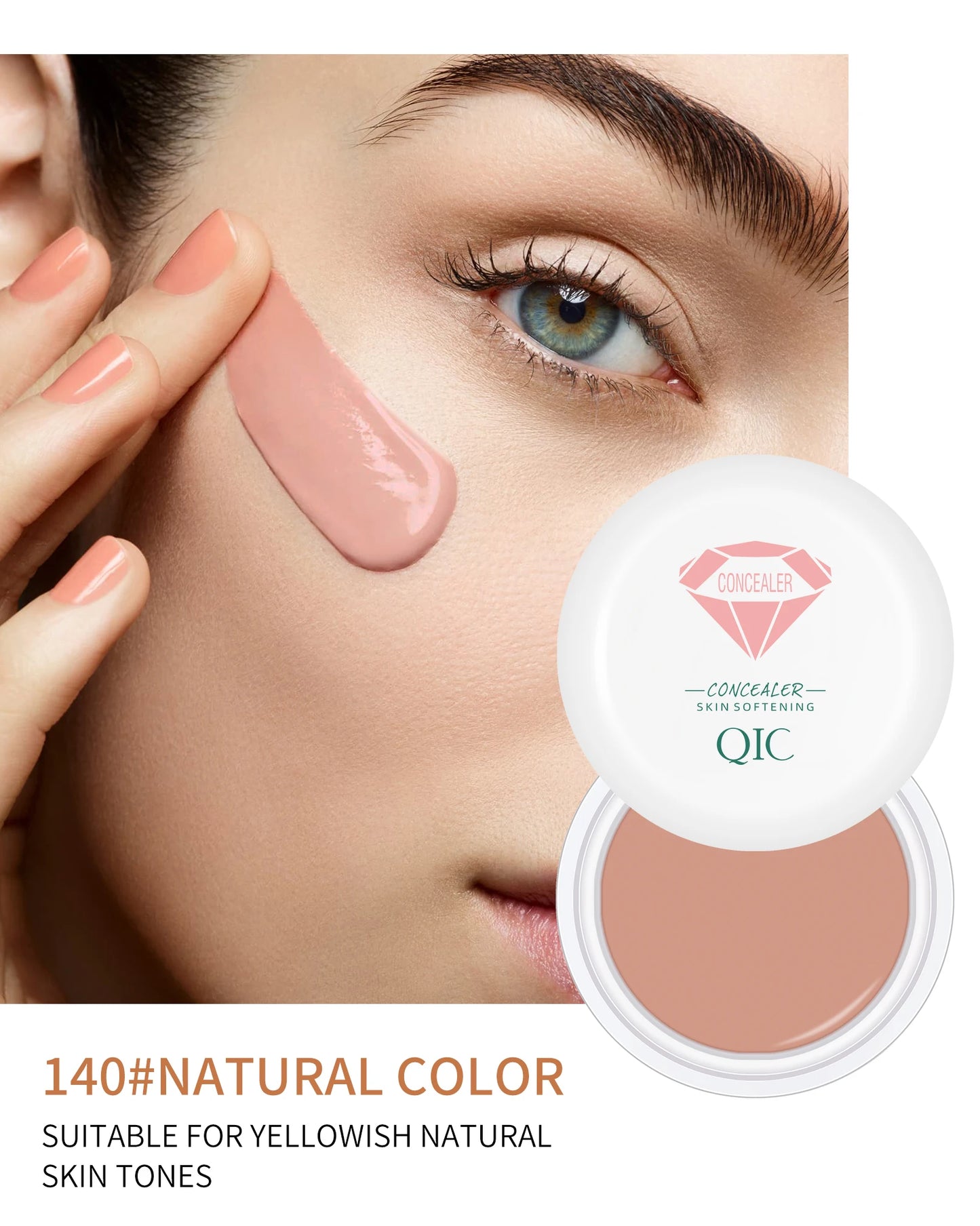 Corrector y crema BB QIC de alta cobertura, resistente al agua: de larga duración y antiojeras.
