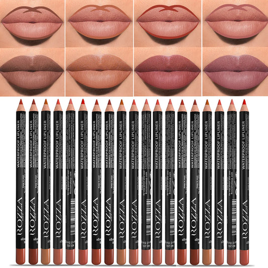 LuxuryGlow 14-Color Matte Lip Liner Set – Long-Lasting Waterproof High-Pigment Pencils