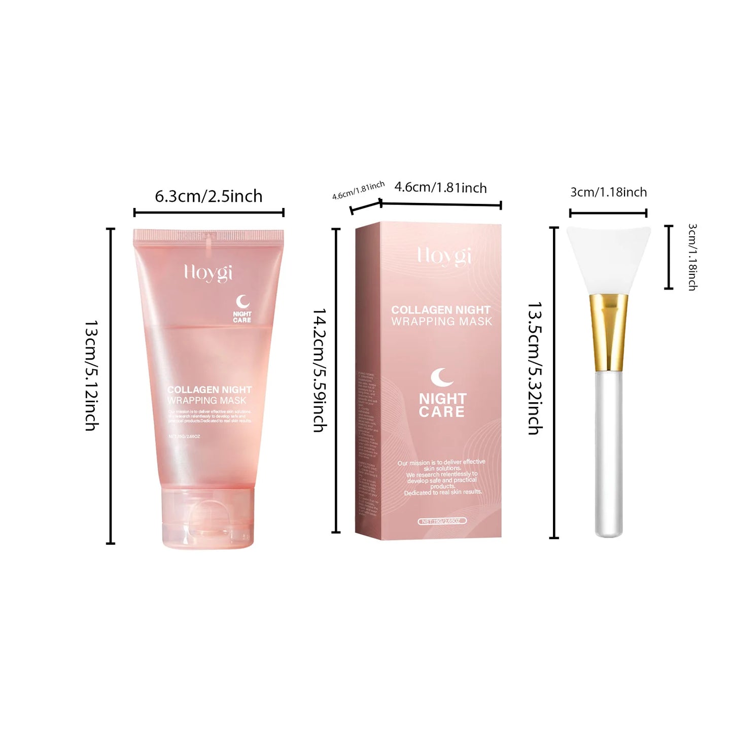 Mascarilla Peel-Off Nocturna de Colágeno Hidrolizado Hoygi: Crema de Noche Reafirmante e Hidratante para la Elasticidad de la Piel (75 g)