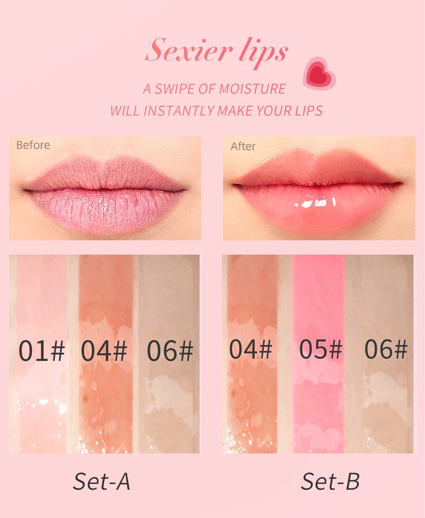 Hello Kiss Crystal Jelly Lip Oil Set – Tinted, Hydrating & Plumping Lip Gloss Combo