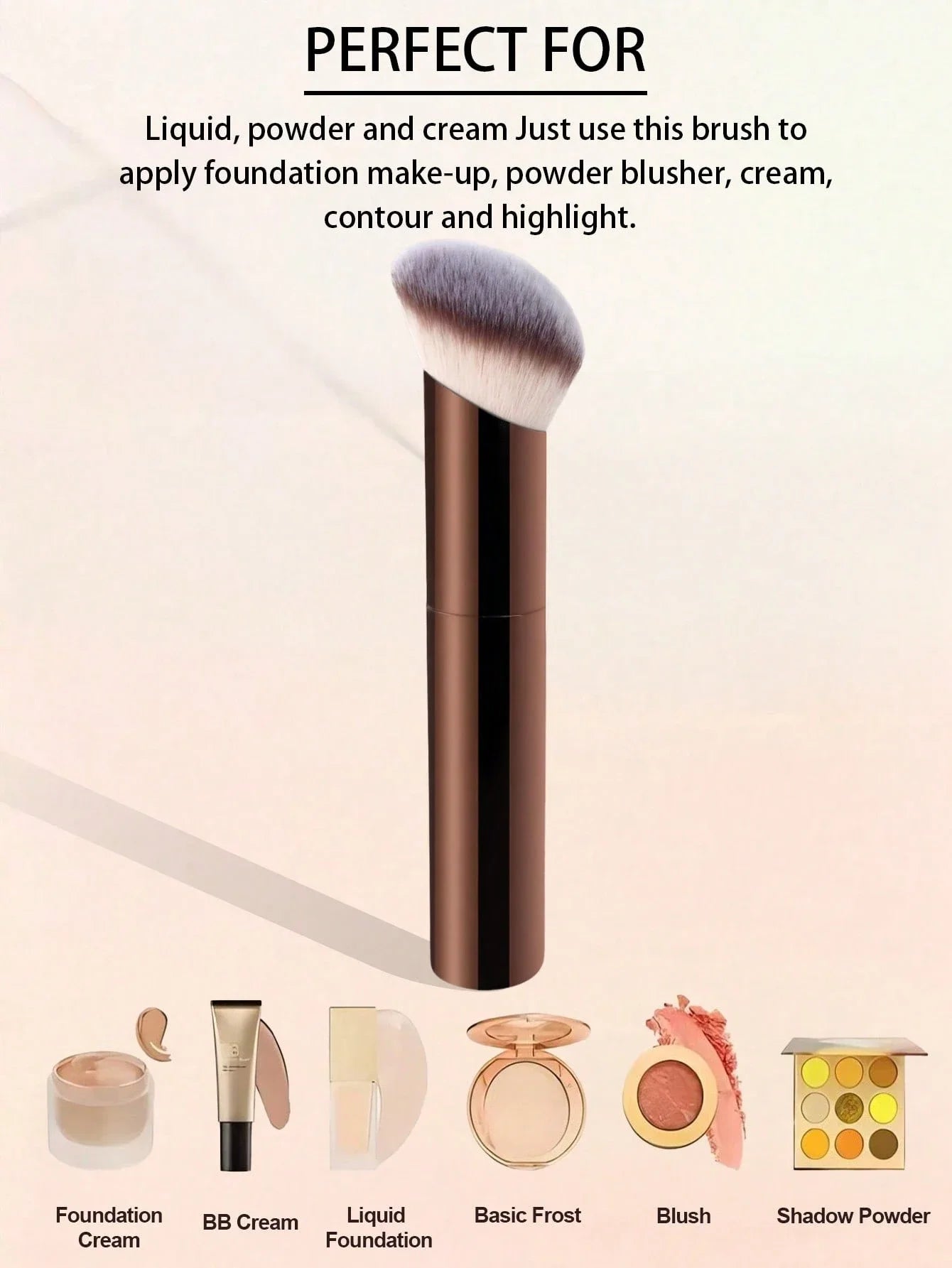 مجموعة فرش مكياج احترافية من لوكس بلند، ٧ قطع | فرش ثنائية الأطراف وفرشاة كريم أساس