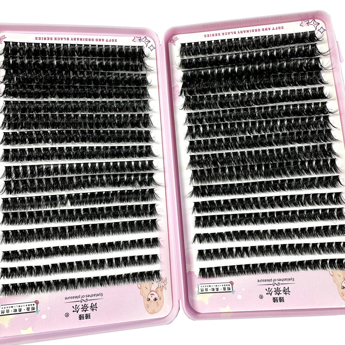 LYBCG 570/640pcs DIY Cluster Eyelash Extensions – Thick, Fluffy & Winged Look