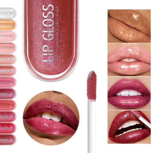 USHAS 12-Color Glitter Lip Gloss Set – Long-Lasting Metallic Shine & Moisture