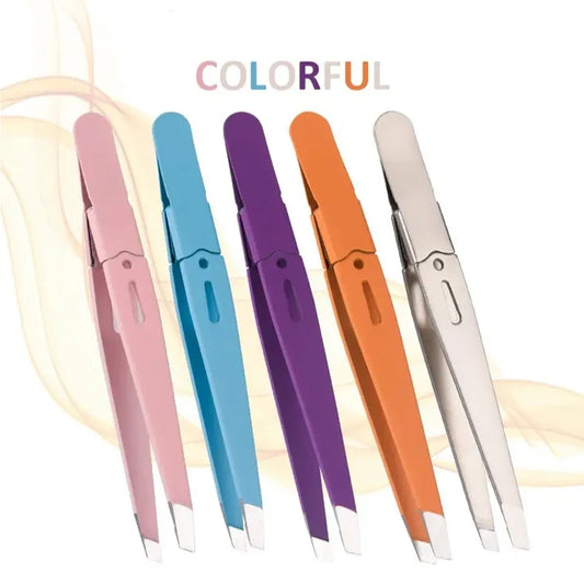 LuxuryGlow Stainless Steel Eyebrow Tweezer | Precision Slanted Tip Hair Remover Tool