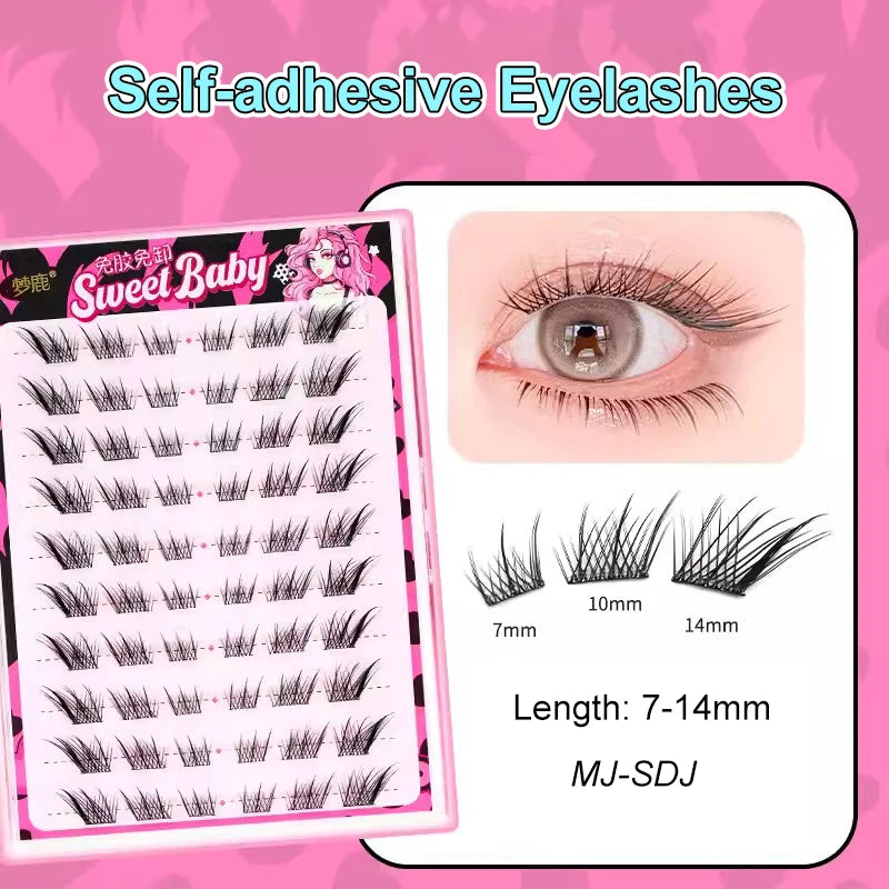 LuxuryGlow Self-Adhesive Eyelash Clusters – No-Glue, Reusable, Natural Look Lashes