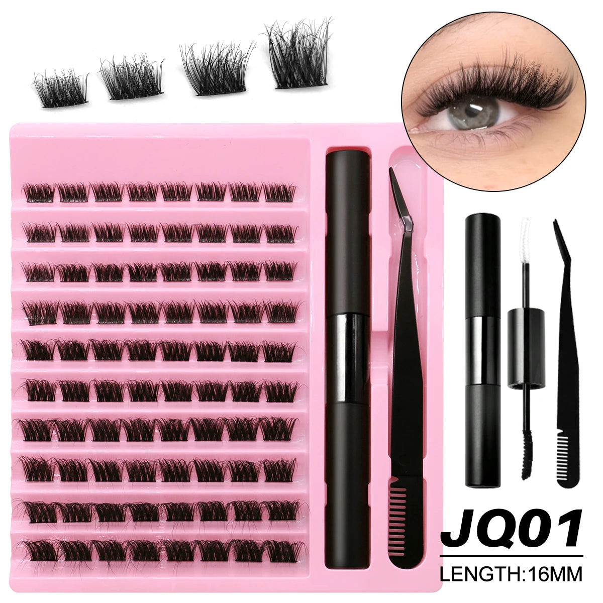 GROINNEYA DIY Lash Extension Kit – Waterproof Lash Bond & Seal with Tweezers for Salon-Quality Lash Clusters at Home