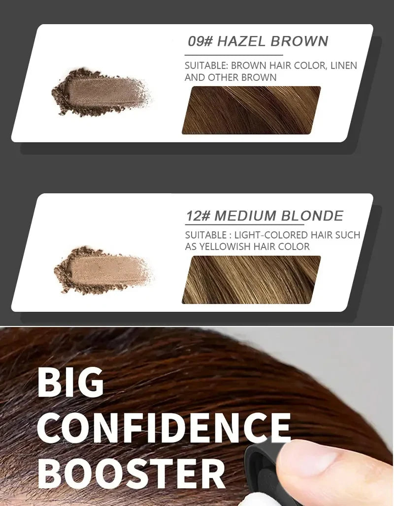 Polvos de lujo para la línea del cabello, resistentes al agua y con brillo: 14 colores para cubrir y corregir raíces (4 g)