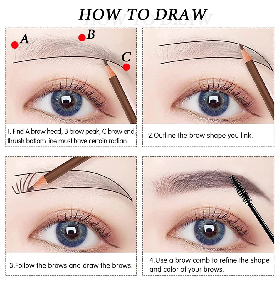 LuxuryGlow 5pcs Professional Microblading Eyebrow Pencil Set — Waterproof & Long-Lasting