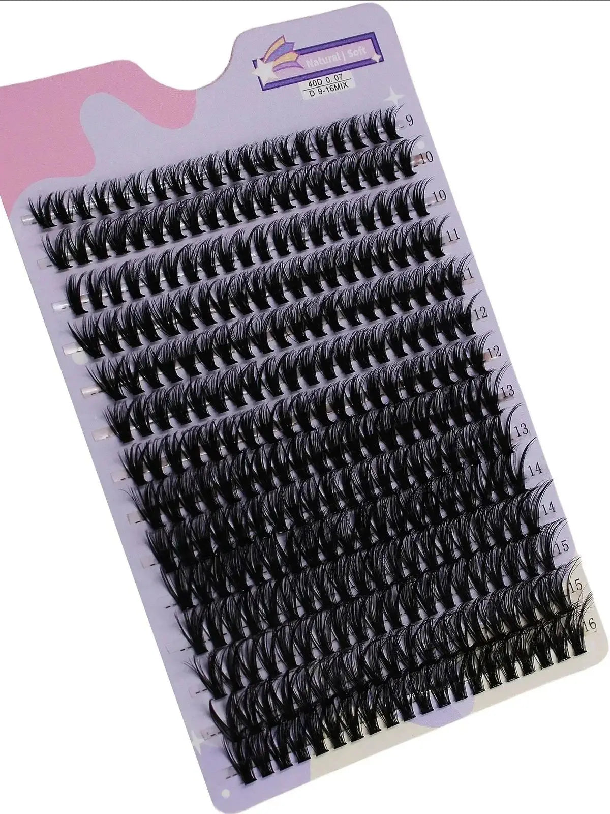 رموش JPNPL MJ 40D Cluster Lashes، 14 صفًا، 280 قطعة، مزيج من 9 إلى 16 مم، كثافة طبيعية