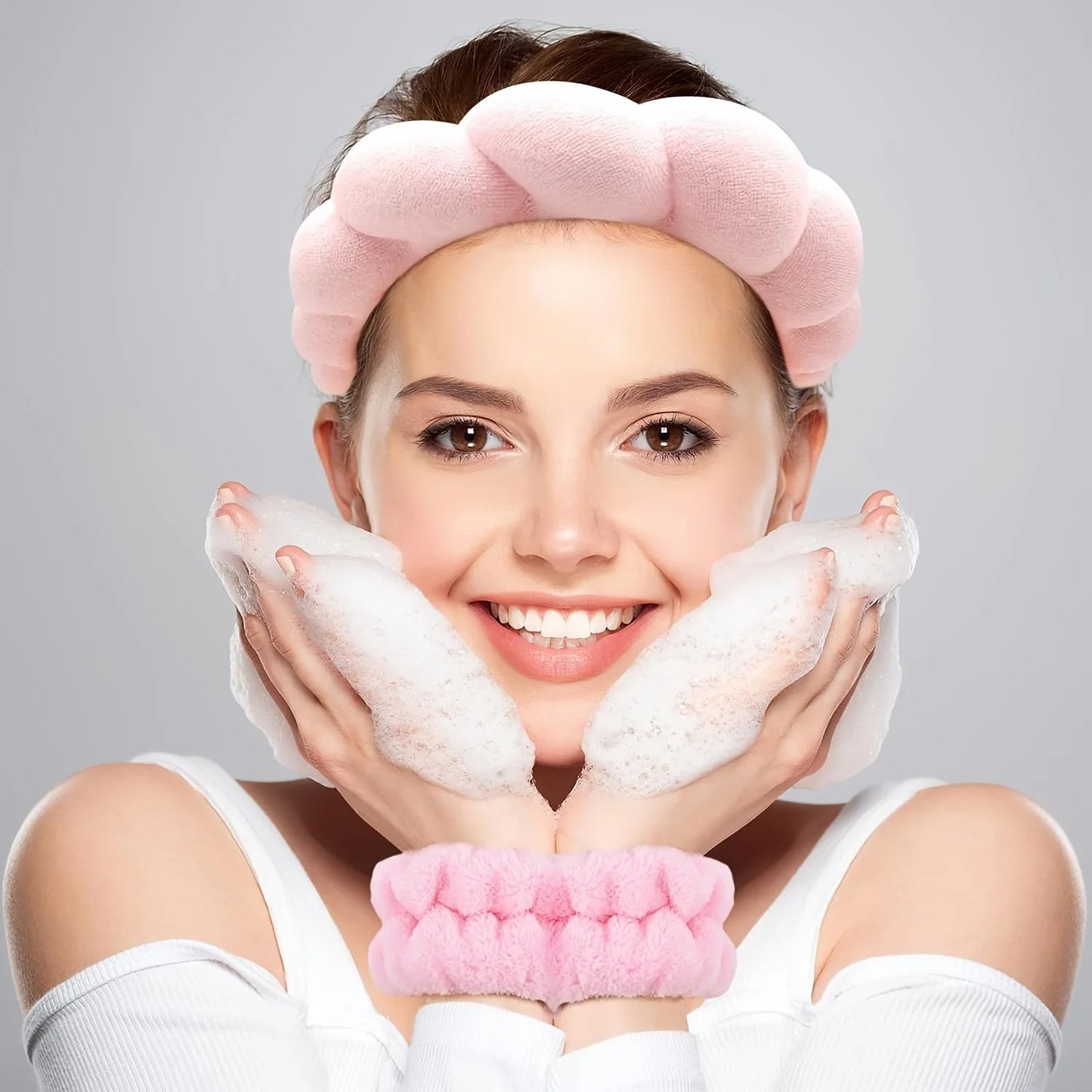 Xihui 3 PCS Face Wash Headband & Wristband Set | Soft Hairband for Makeup & Spa