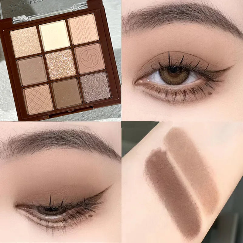 HISYI 9-Color Chocolate Eyeshadow Palette – Matte, Shimmer & Glitter Earth Tones
