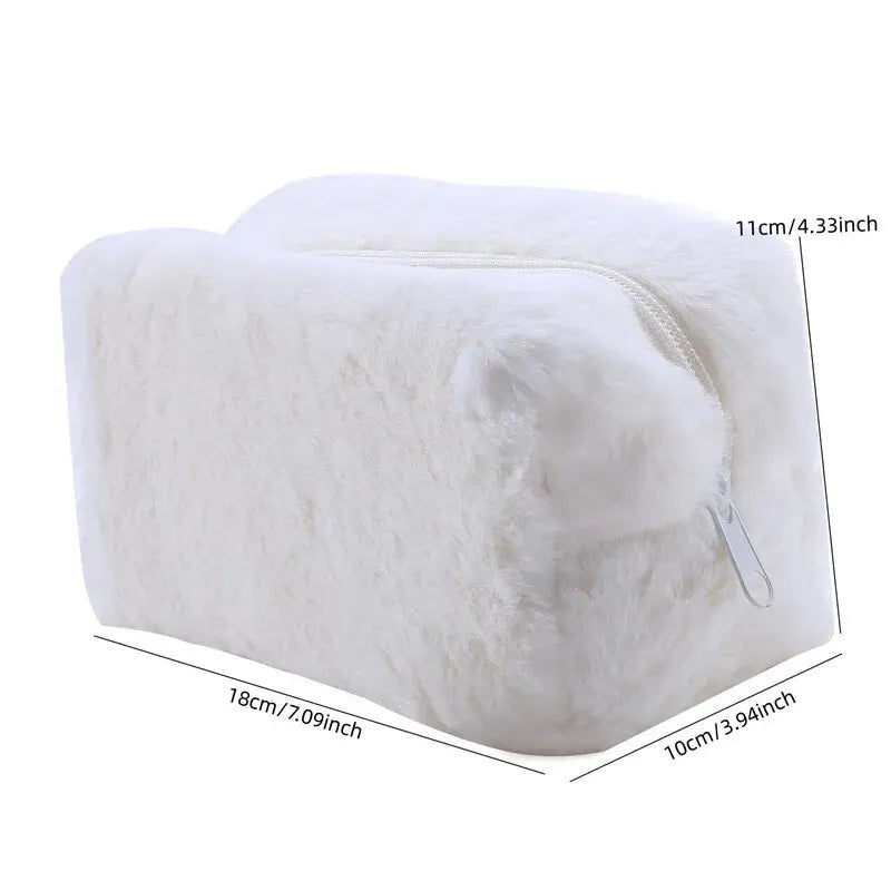 LuxuryGlow Soft Plush Makeup Bag – Stylish, Spacious & Travel-Friendly Cosmetic Organizer