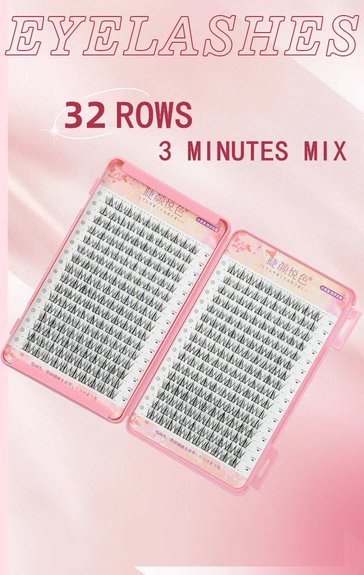 Miz Barn 32 Rows Eyelash Extensions – DIY & Professional, Soft Synthetic Lashes