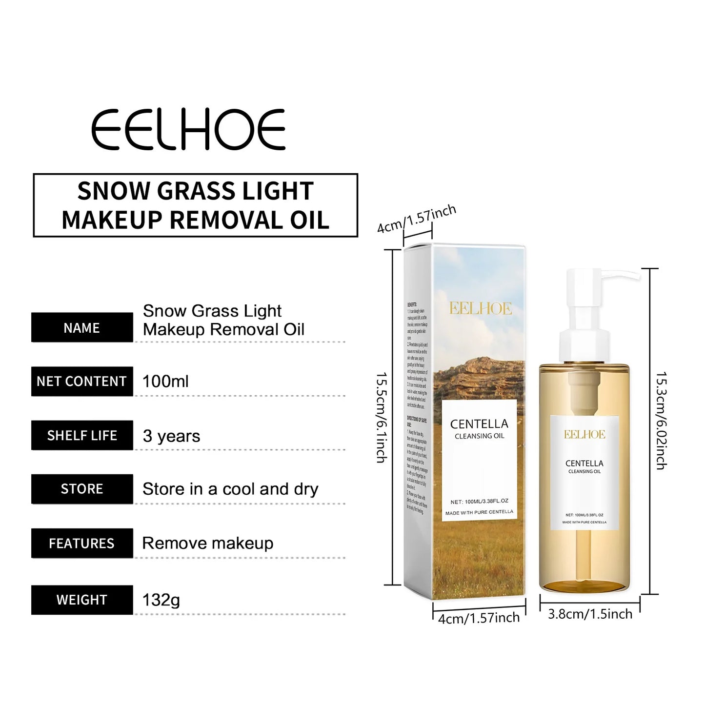 EELHOE Centella Gentle Facial Cleansing Oil – Deep Clean & Makeup Remover for Sensitive Skin – 100ml